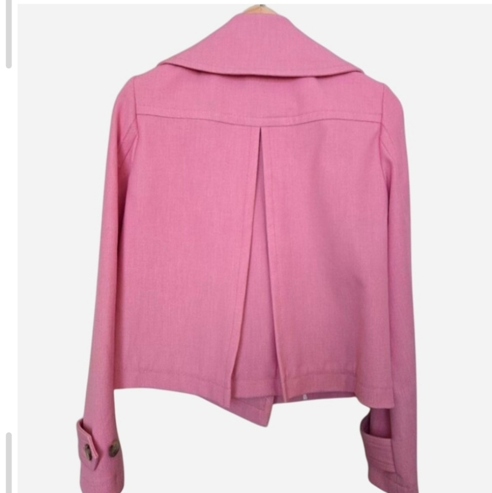 Ann Taylor Pink Trench Pea Coat size 00 Double Breasted Short Pea Coat - Picture 4 of 13